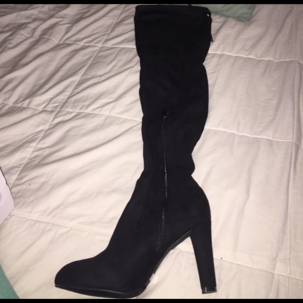 Over the knee black suede boots