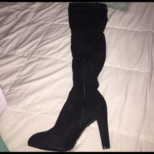 Over the knee black suede boots