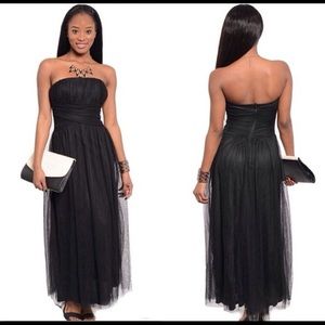 BLACK STRAPLESS LONG DRESS