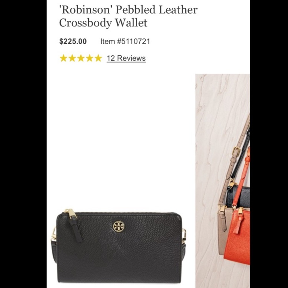 Tory Burch Robinson pebbled crossbody wallet black