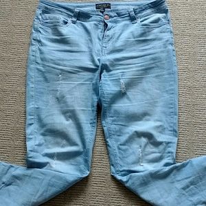 Forever 21 Plus light blue distressed skinny jeans
