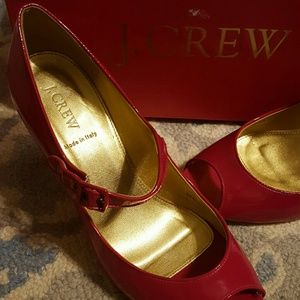 Mary Jane peep toe pumps