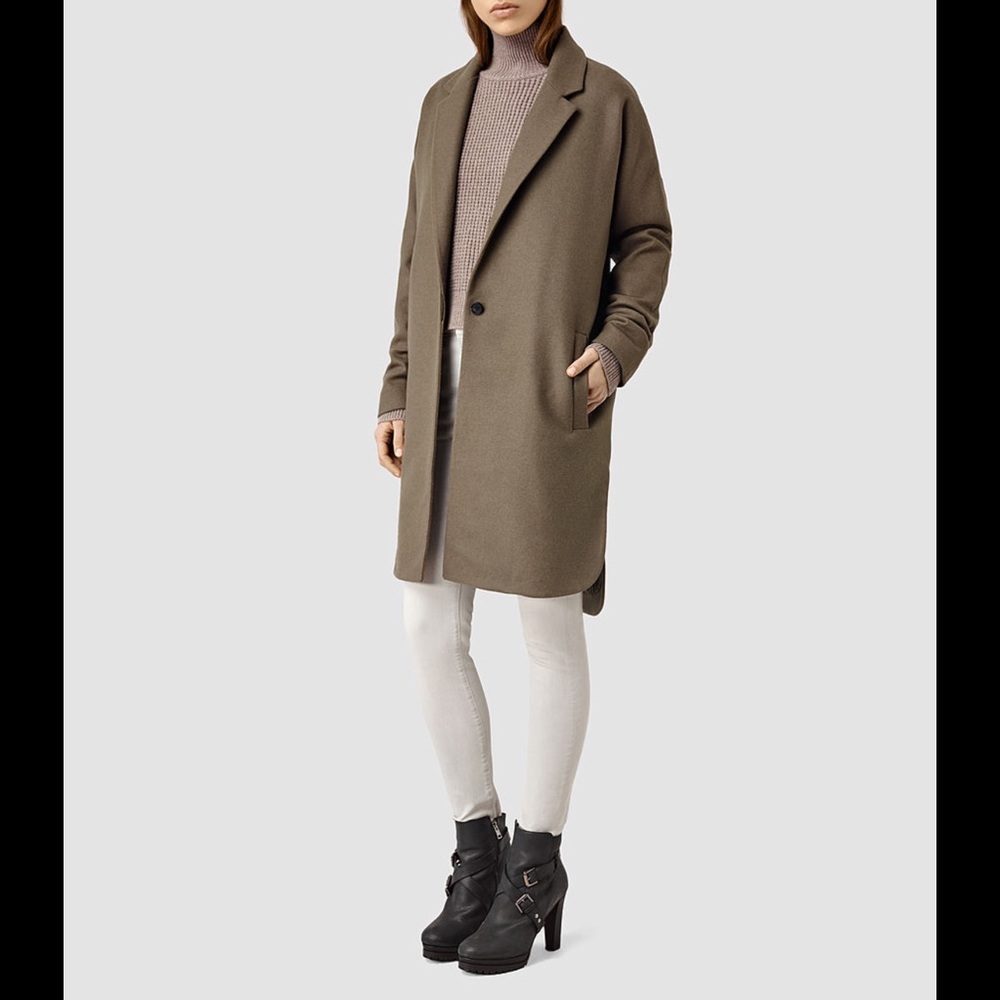 SOLD ALL SAINTS VINE WOOL COAT OLIVE XS - Picture 1 of 5
