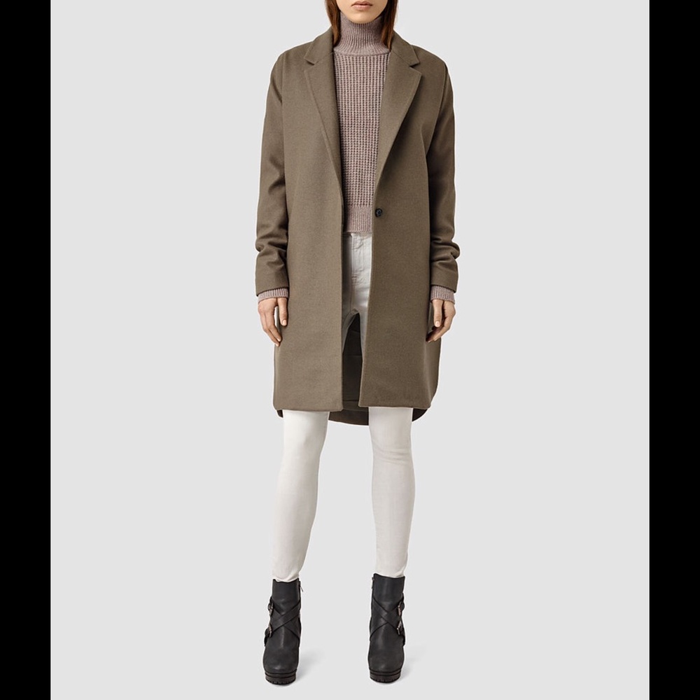 SOLD ALL SAINTS VINE WOOL COAT OLIVE XS - Picture 2 of 5