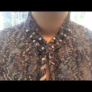 "Passion Concept" Jeweled Black&White Print Jacket