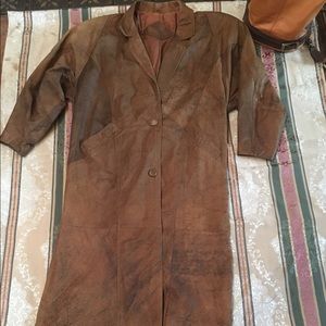 Vintage long leather  jacket