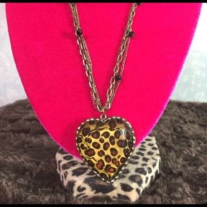 Betsey Johnson Leopard Heart Necklace
