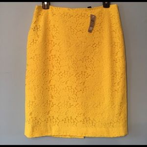 Bright yellow lace overlay a-line skirt