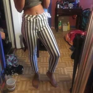 Vertical stripe jeans