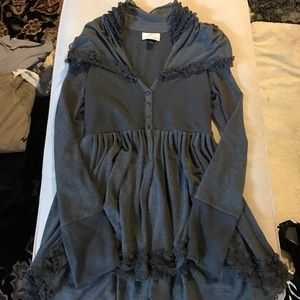 Ruffled gray babydoll sweater