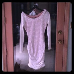 BCBG Long Sleeve White Lace Dress