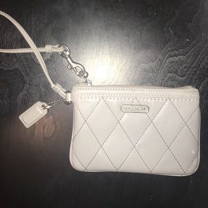 Silver Coach quilted leather wristlet
