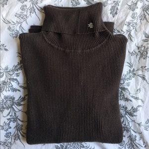 Ralph Lauren Brown Ribbed Turtleneck Sweater