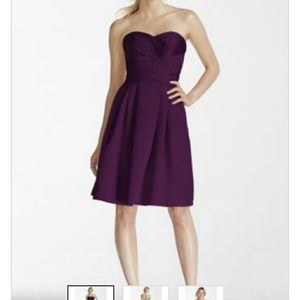 Short Strapless Satin Dress with Pockets