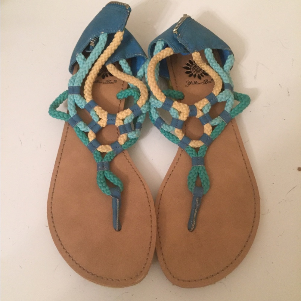 Yellow box sandals size 6 1/2 turquoise yellow