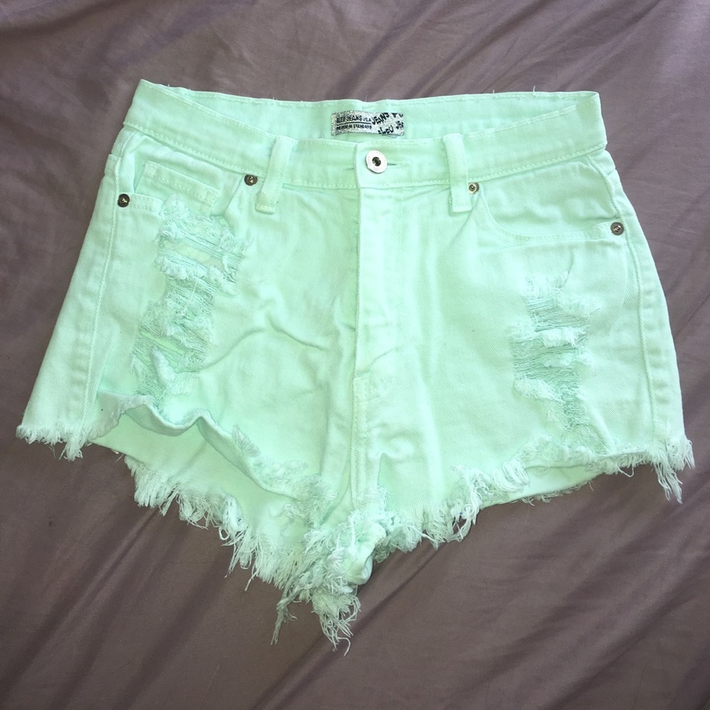 Aqua high waisted shorts