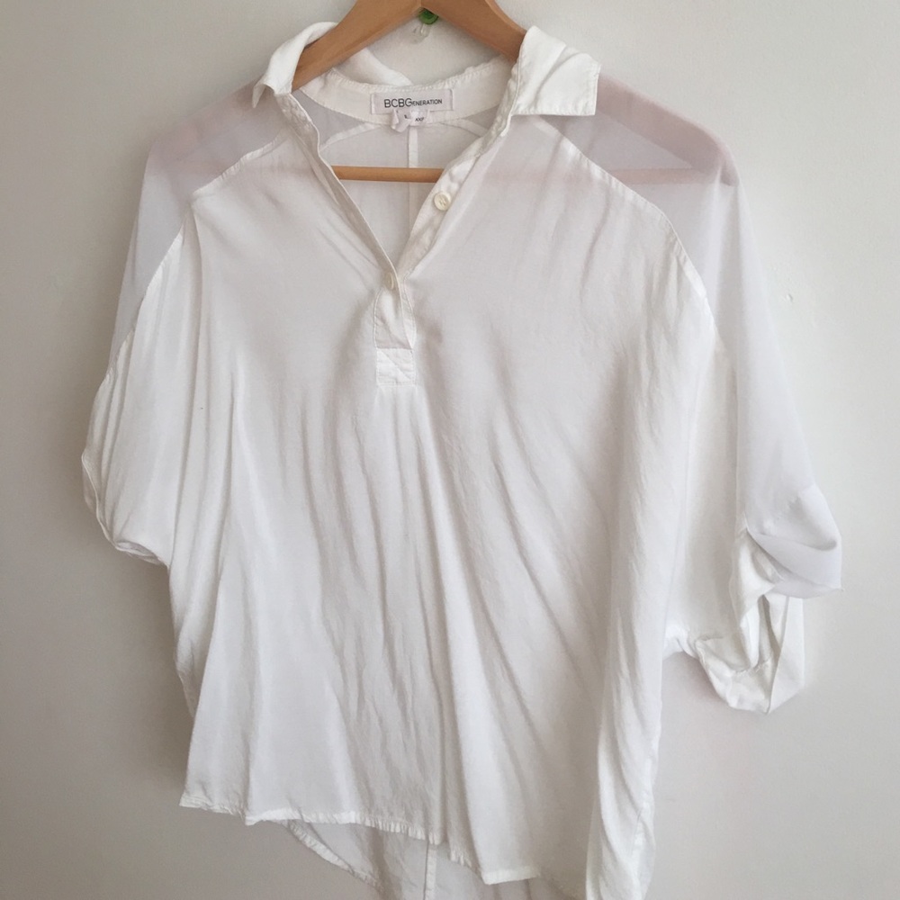 See through white button down/tunic shirt