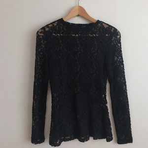 See through lace peplum top