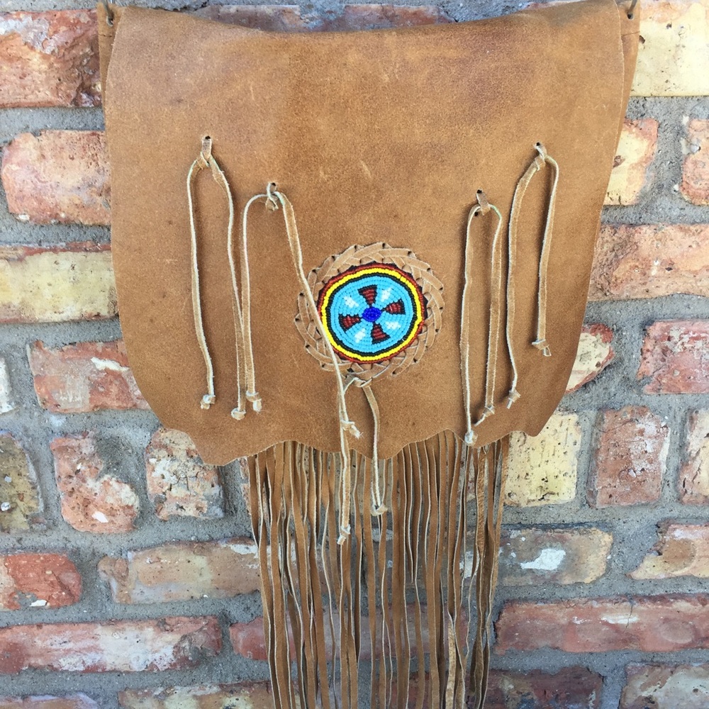 Tan Leather Fringe Bag
