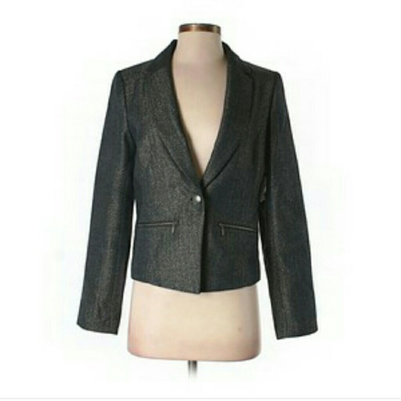 HINGE (Nordstrom) ONE BUTTON MATALLIC BLAZER, MED - Picture 1 of 4