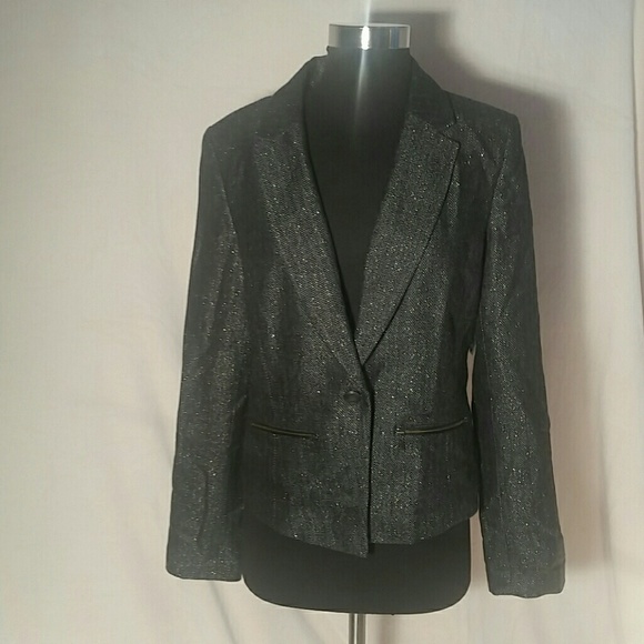 HINGE (Nordstrom) ONE BUTTON MATALLIC BLAZER, MED - Picture 4 of 4