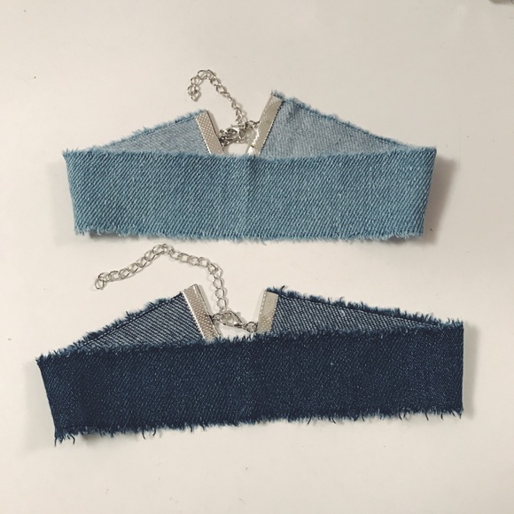 🌿 Bundle of Denim Blue Jean Frayed Chokers - Picture 4 of 4
