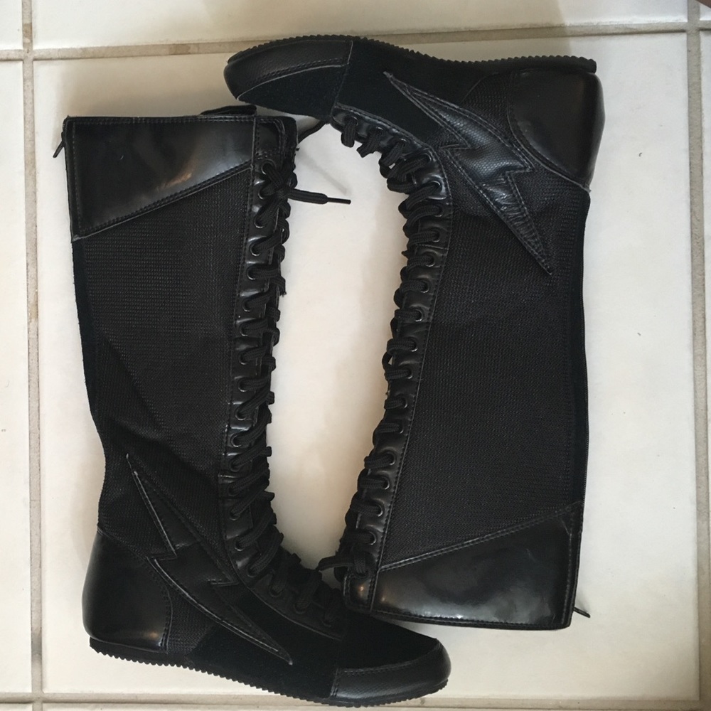 PunkRose Knee High Combat Sneaker Boots