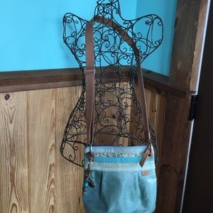 Real blue cross Body Fossil bag