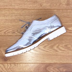 Shiny Silver Oxfords (never worn)