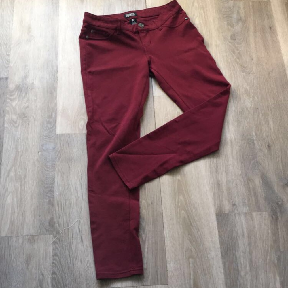 Maroon Stretch Skinny/Straight Leg Jeans