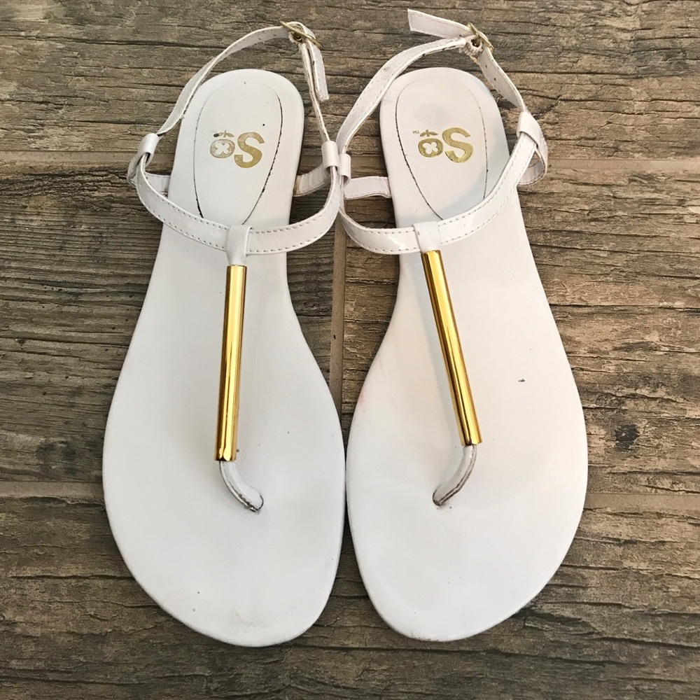 White and gold sandals