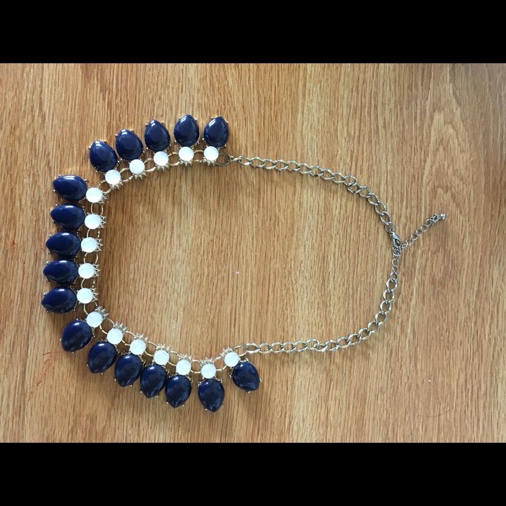 Blue and white statement necklace