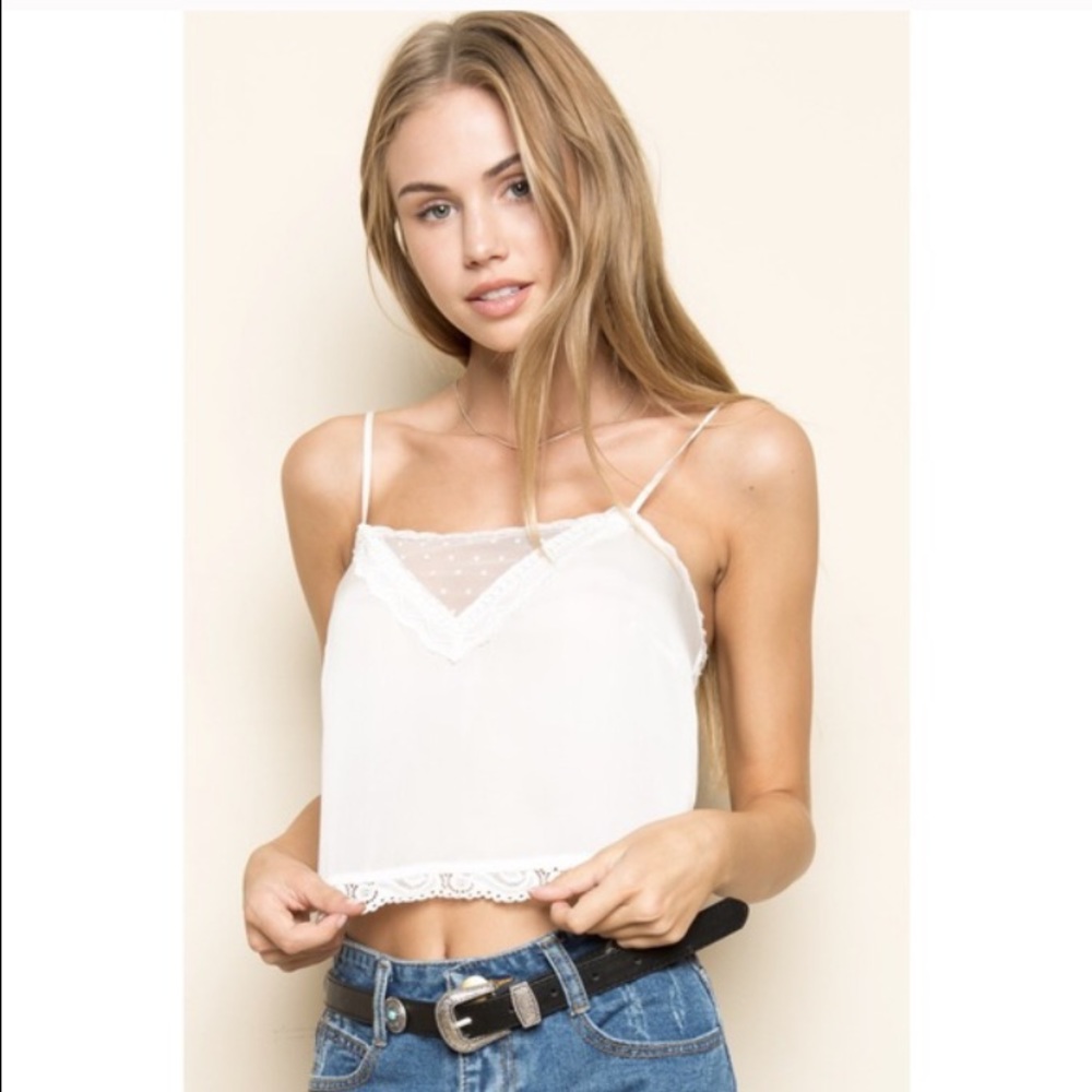 Phoebe White Lace Silky Tank