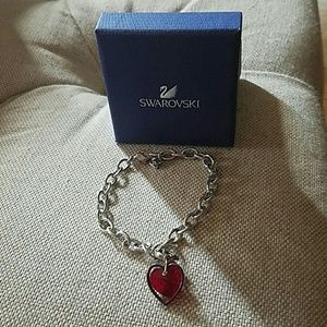 Swarovski charm bracelet with red heart charm
