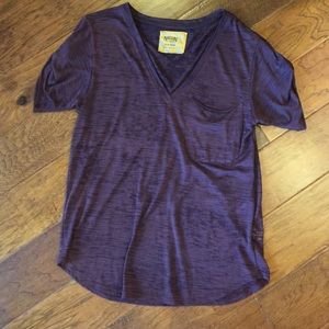 SOLD! Burgundy Soft Nations V-Neck Pocket Top