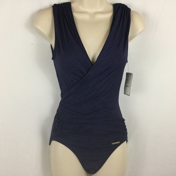 Vince Camuto Other - VINCE CAMUTO NAVY POLISH DRAPED ONE-PIECE SWIMSUIT
