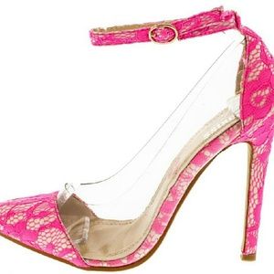 Pink lace heels