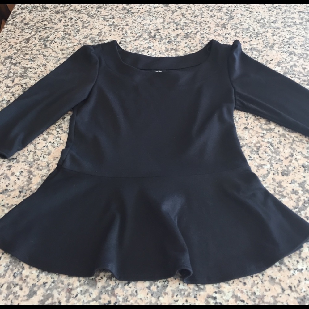 Bobeau black peplum top