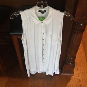 SOLD Soft White Timing Button Up Sleeveless Top