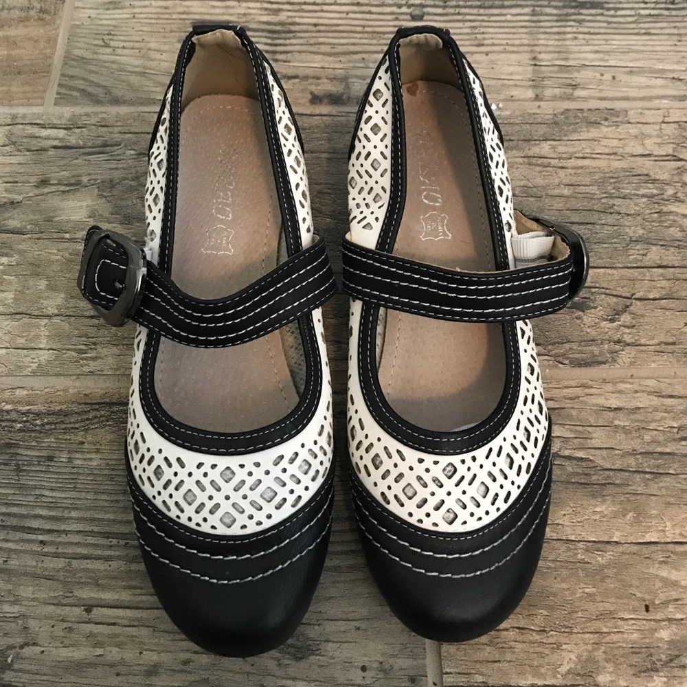 Black and white shoes