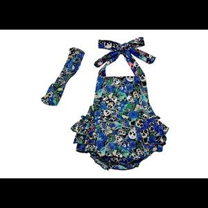 Baby girl skull romper