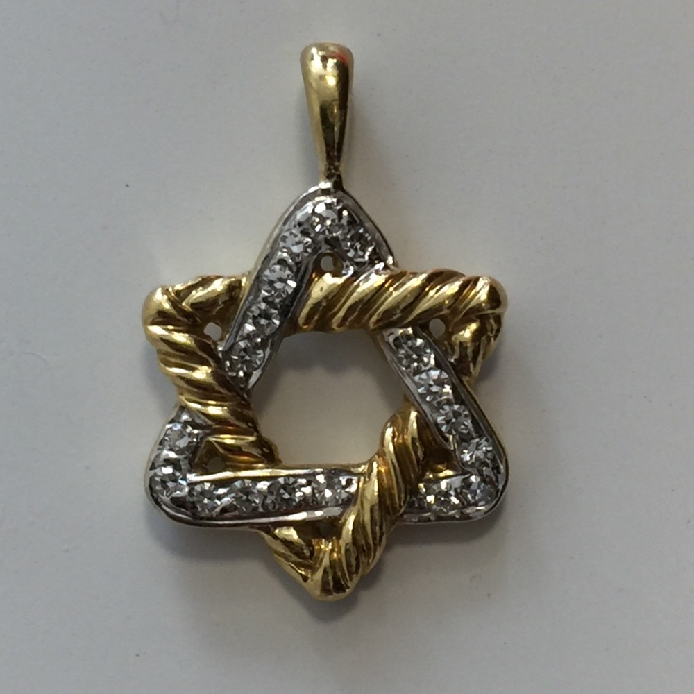 David Yurman 18K Gold Cable+Diamond Star of David