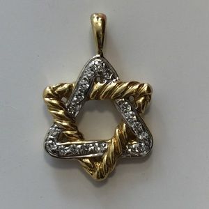 David Yurman 18K Gold Cable+Diamond Star of David