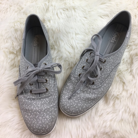 Keds Shoes - Keds Seltzer Dots Pattern on Gray Canvas Sneakers