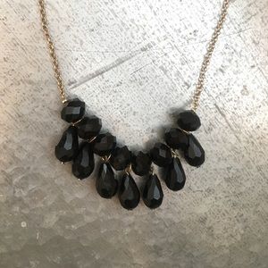 Elegant Black layered crystal stone necklace