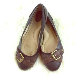 Fossil black Flats with buckle and strap detail