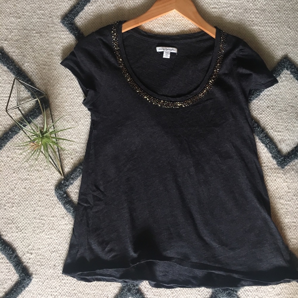 AE Beaded Scoop Neck Tee