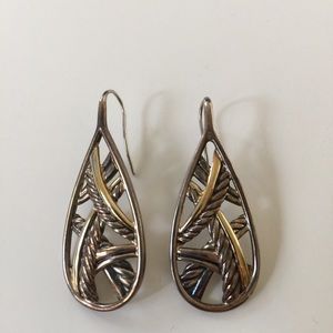David Yurman Papyrus Teardrop Gold+Silver Earrings