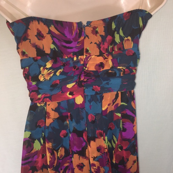 Bright Floral Strapless Dress-L - Picture 3 of 5