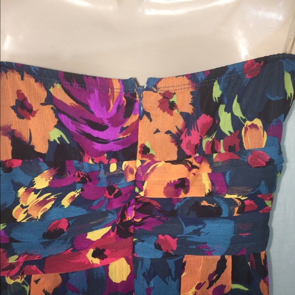 Bright Floral Strapless Dress-L - Picture 4 of 5